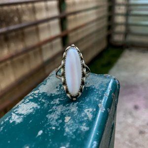SIGNED Mother of Pearl Navajo Ring